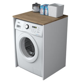 Hanah Home Armario para Lavadora KD103 - 2341, Mueble de Lavadero con Diseño Escandinavo, Nogal y Blanco, 65x91.8x60 cm